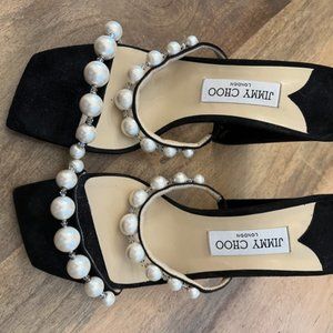 Jimmy Choo - Size 39 - black with white pearls